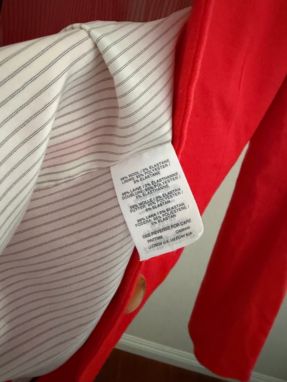 J. Crew Regent Coral-Red Single-Button Women's Blazer - Picture 5 of 6